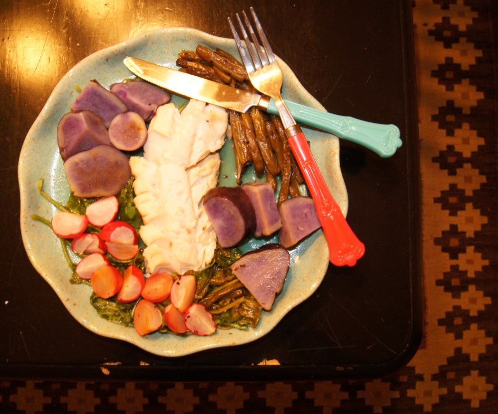 dilly bean-poached cod